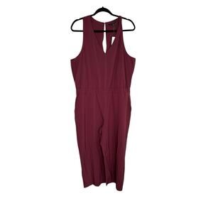 Banana Republic Jumpsuit Sleeveless Wide Leg Maroon Burgundy Women's Size XL